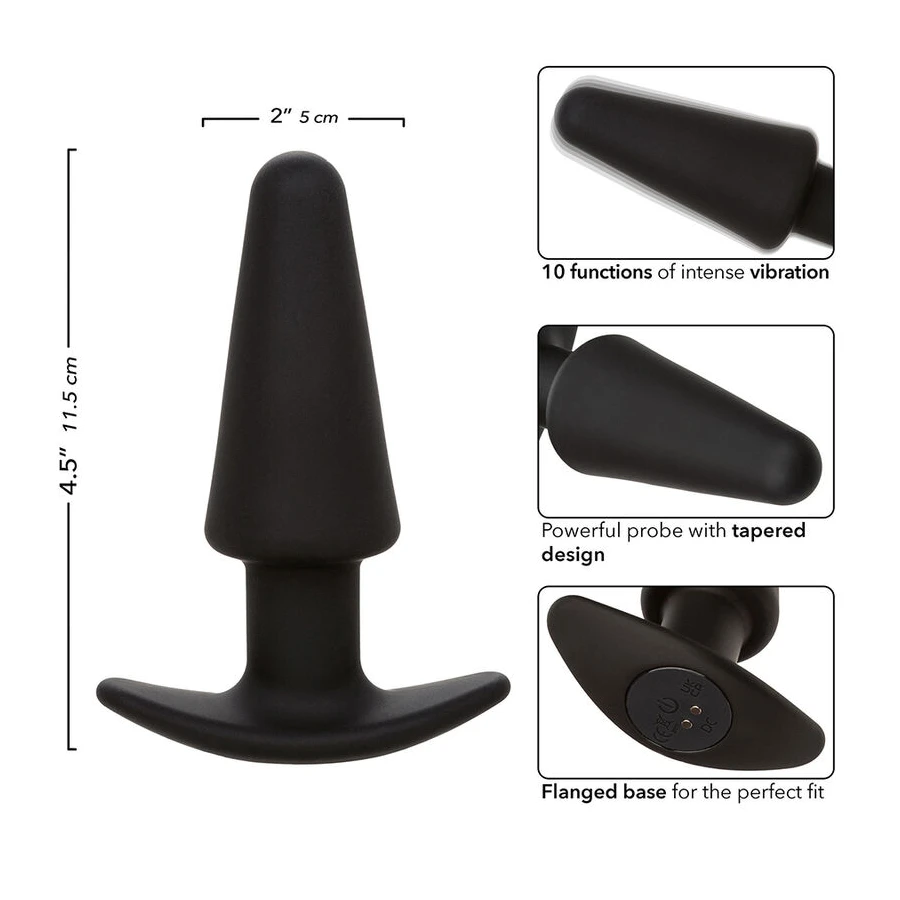 CALEXOTICS - ROCK BOTTOM TAPPO ANALE CONICO 10 VIBRAZIONI SILICONE NERO
